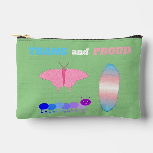 LGBTQIA Transgender Pride Caterpillar to Butterfly Accessory Pouch (Front)