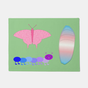 LGBTQIA Transgender Pride Caterpillar to Butterfly Doormat