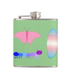 LGBTQIA Transgender Pride Caterpillar to Butterfly Hip Flask