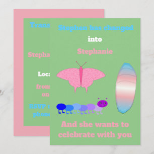 LGBTQIA Transgender Pride Caterpillar to Butterfly Invitation