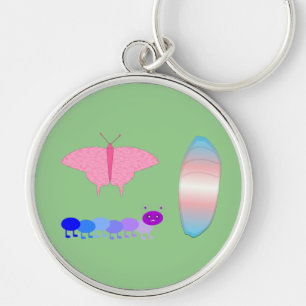 LGBTQIA Transgender Pride Caterpillar to Butterfly Key Ring