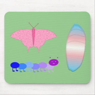 LGBTQIA Transgender Pride Caterpillar to Butterfly Mouse Mat