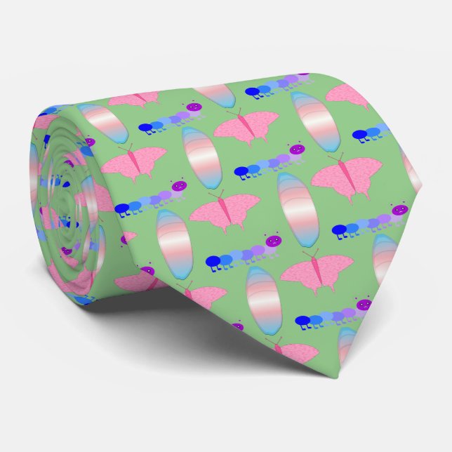 LGBTQIA Transgender Pride Caterpillar to Butterfly Tie (Rolled)