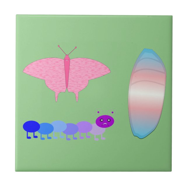 LGBTQIA Transgender Pride Caterpillar to Butterfly Tile (Front)