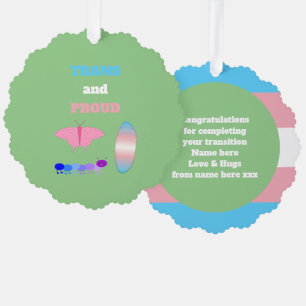 LGBTQIA Transgender Pride Caterpillar to Butterfly Tree Decoration Card