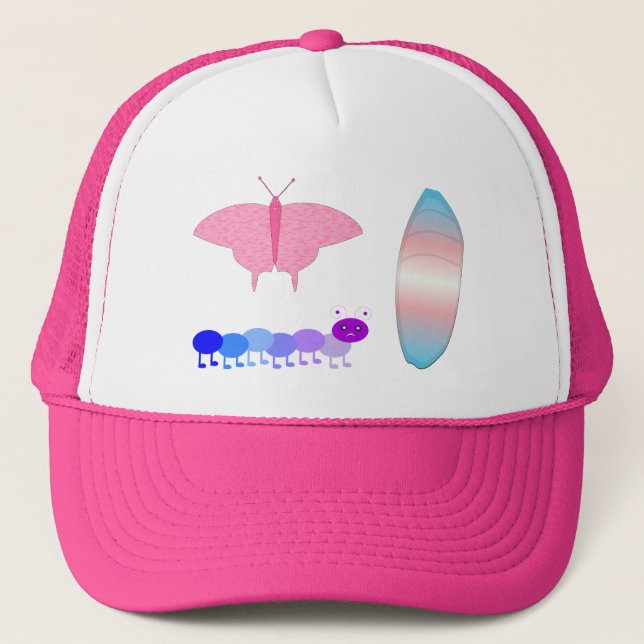 LGBTQIA Transgender Pride Caterpillar to Butterfly Trucker Hat (Front)