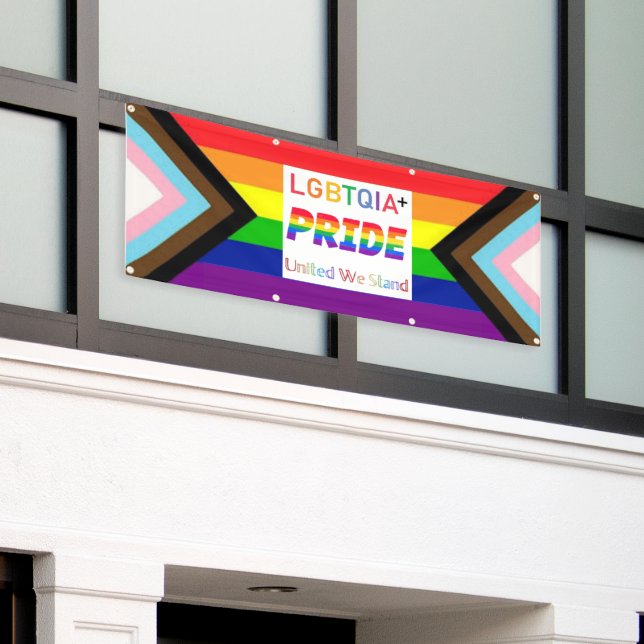 LGBTQIA+ "United We Stand" PRIDE Parade Banner (Outside Building)