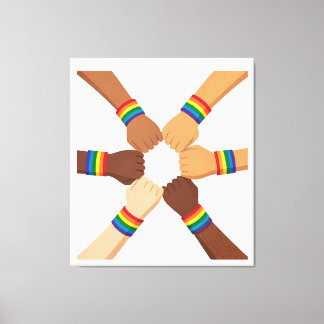 LGBTQIA+ Unity Circle with Rainbow Bracelets Canvas Print