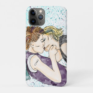 LGBTQIA+ Women Kissing Watercolor Art    iPhone 11 Pro Case