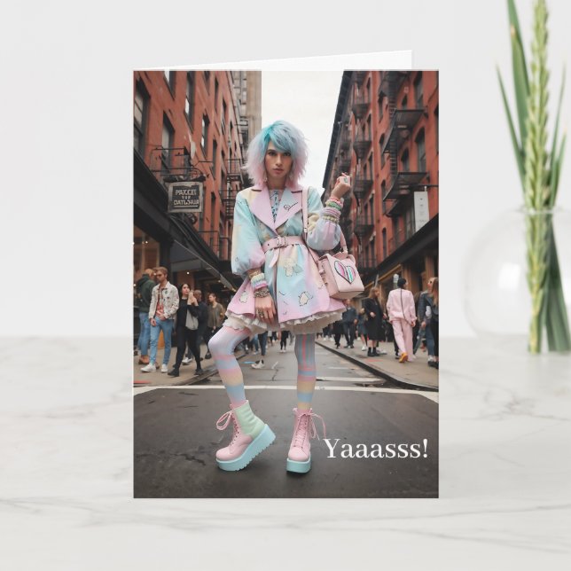 LGBTQIA Yaasss Birthday Greeting Card (Front)