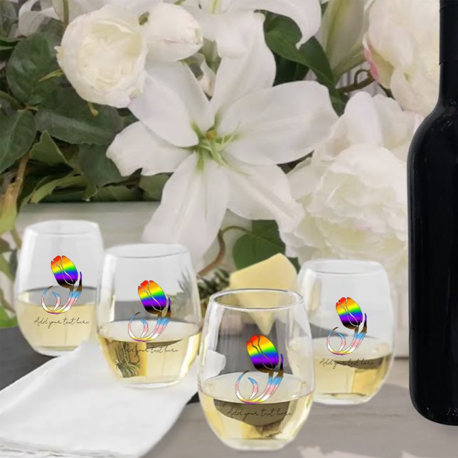 LGBTQplus Tulips Flowers Stemless Wine Glass (Creator Uploaded)