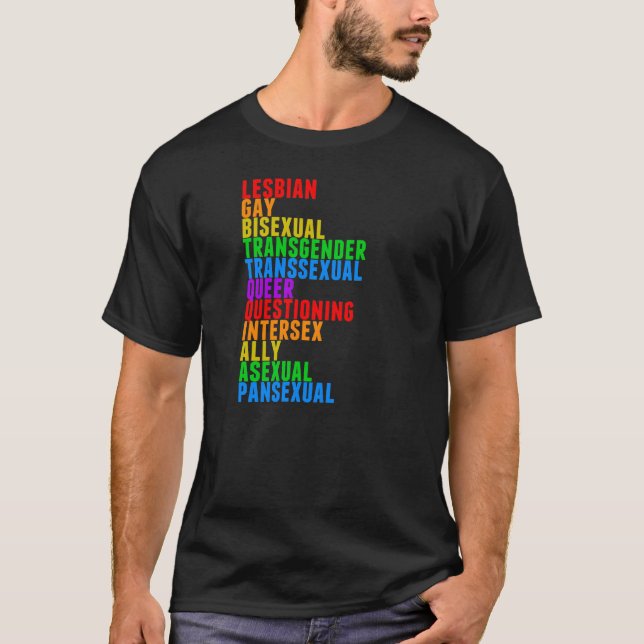 LGBTQQIAAP Gay Pride Rainbow T-Shirt (Front)