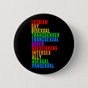 LGBTTQQIAAP Pride Rainbow Acrostic Diversity Queer 6 Cm Round Badge