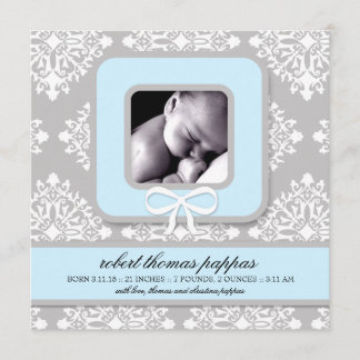 LGC | Grey & Blue Damask Boy Announcement