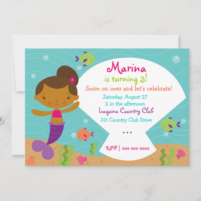 LGC The Merry Mermaid  African American Invitation (Front)