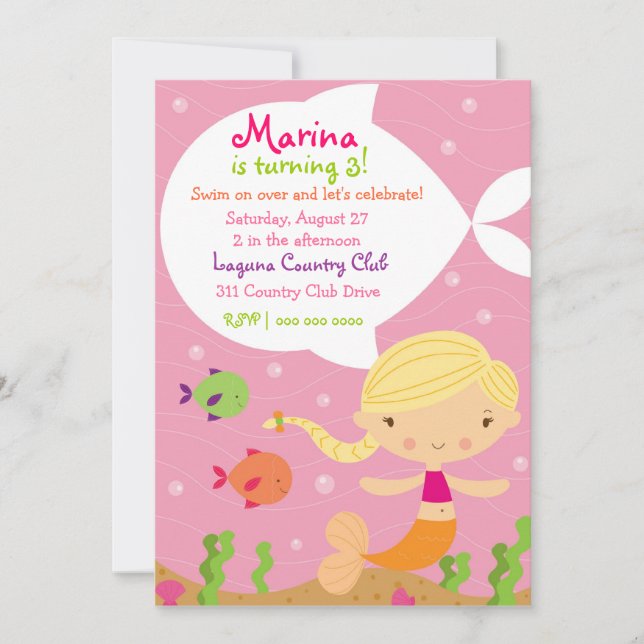 LGC The Merry Mermaid Blonde Invitation (Front)