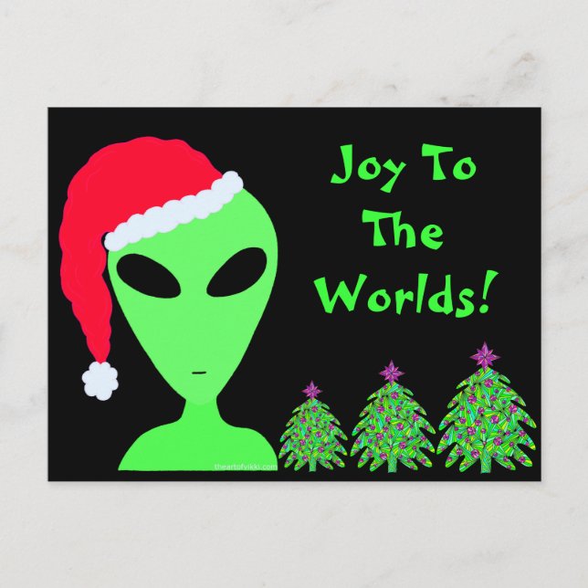 LGM In A Santa Hat And Trees Joy To The Worlds Holiday Postcard (Front)