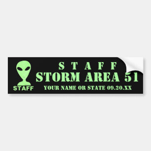 LGM Staff Alien Humour Geek Storm Area 51 Event Bumper Sticker