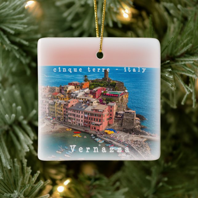 LGR002 VERNAZZA, Cinque Terre, Italy, Ceramic Ornament (Tree)