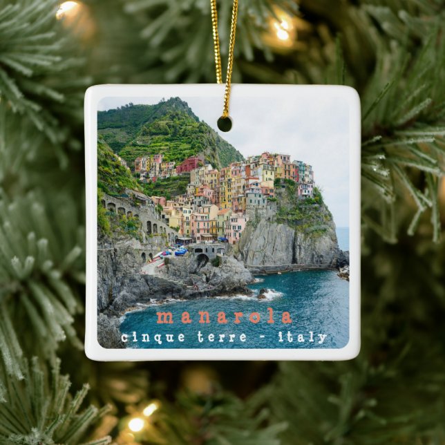 LGR009 MANAROLA, Cinque Terre, Italy, Ceramic Ornament (Tree)