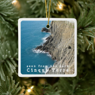 LGR013 CINQUE TERRE, Aerial View, Italy, Ceramic Ornament