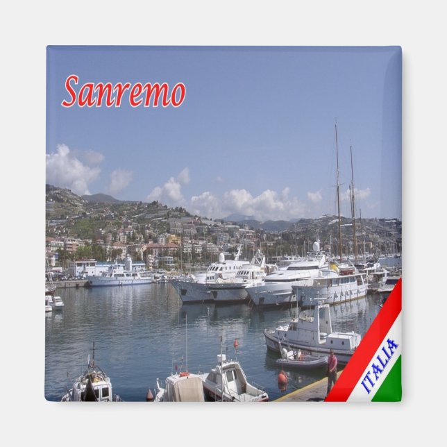 LGR081 SANREMO, Port, Liguria, Italy, Fridge Magnet (Front)