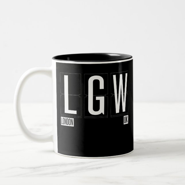 LGW - London Gatwick UK Airport Code Two-Tone Coffee Mug (Left)