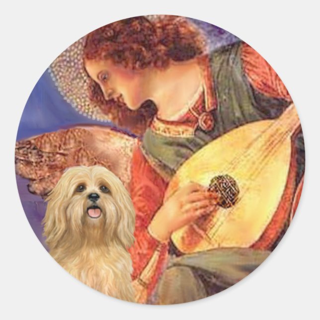 Lhasa Apso 9 - Mandolin Angel Classic Round Sticker (Front)