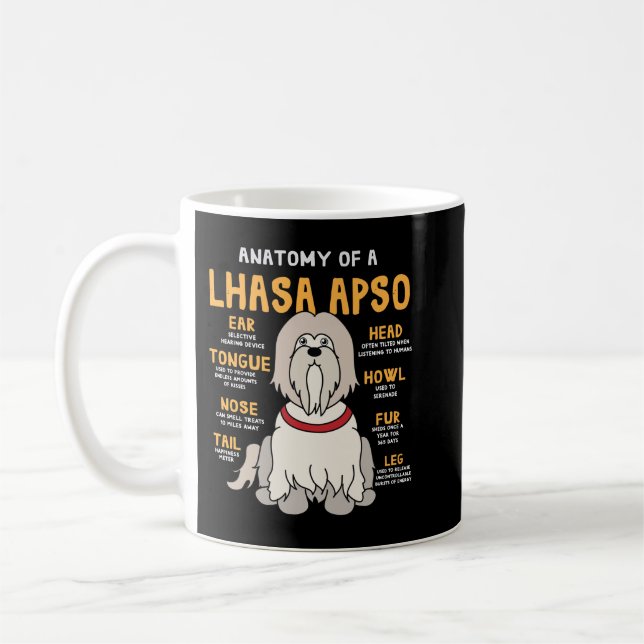 Lhasa Apso Anatomy Funny Dog Mum Dad Gift Sweatshi Coffee Mug (Left)