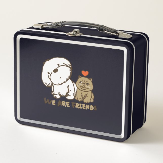 Lhasa Apso and kitty Metal Lunch Box (Front)