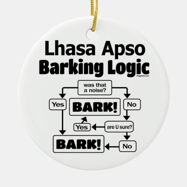 Lhasa Apso Barking Logic Ceramic Tree Decoration (Front)
