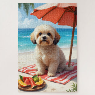 Lhasa Apso Beach Relax Scene Jigsaw Puzzle