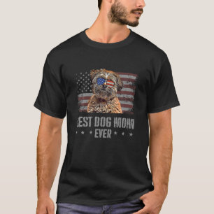Lhasa Apso Best Dog Mum Ever Retro USA American Fl T-Shirt