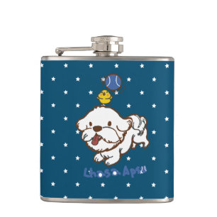 Lhasa apso bubu and little chicken guagua hip flask
