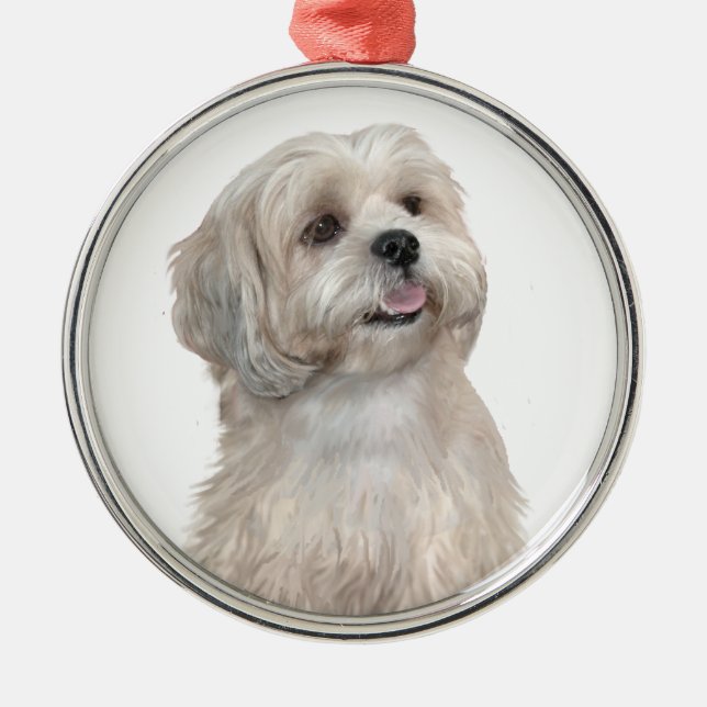 Lhasa Apso (C) - Light gold Metal Tree Decoration (Front)