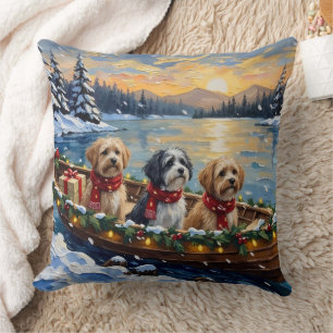 Lhasa Apso Christmas Boat Holiday Cushion