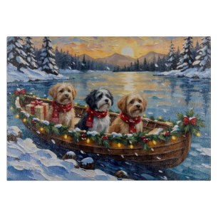Lhasa Apso Christmas Boat Holiday Cutting Board
