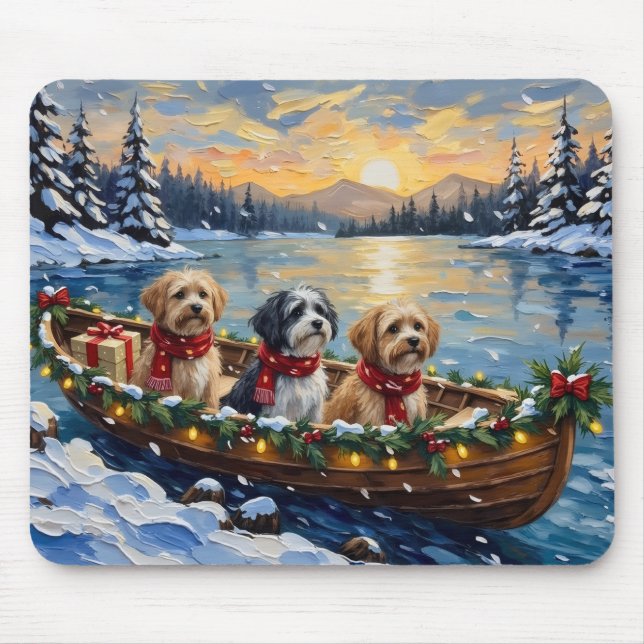 Lhasa Apso Christmas Boat Holiday Mouse Mat (Front)