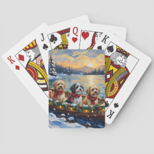 Lhasa Apso Christmas Boat Holiday Playing Cards