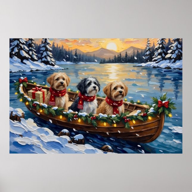 Lhasa Apso Christmas Boat Holiday Poster (Front)