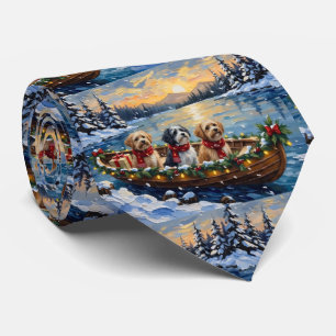 Lhasa Apso Christmas Boat Holiday Tie