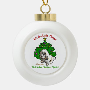 Lhasa Apso Christmas Ceramic Ball Christmas Ornament