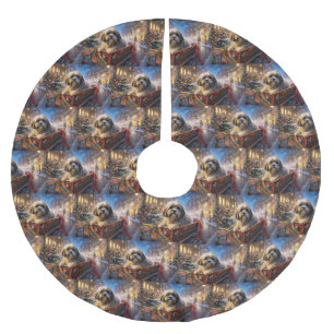 Lhasa Apso Christmas Festive Season  Brushed Polyester Tree Skirt