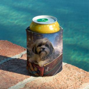 Lhasa Apso Christmas Festive Season  Can Cooler