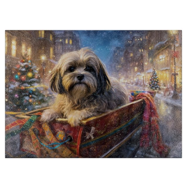 Lhasa Apso Christmas Festive Season  Cutting Board (Front)