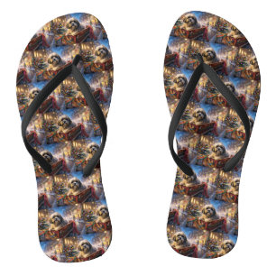 Lhasa Apso Christmas Festive Season  Flip Flops