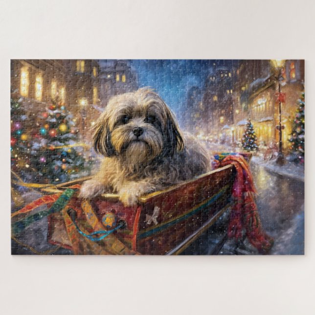 Lhasa Apso Christmas Festive Season  Jigsaw Puzzle (Horizontal)