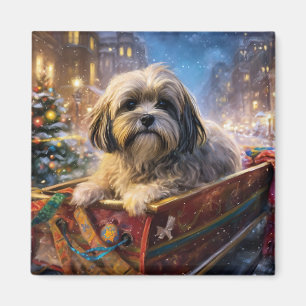 Lhasa Apso Christmas Festive Season  Magnet
