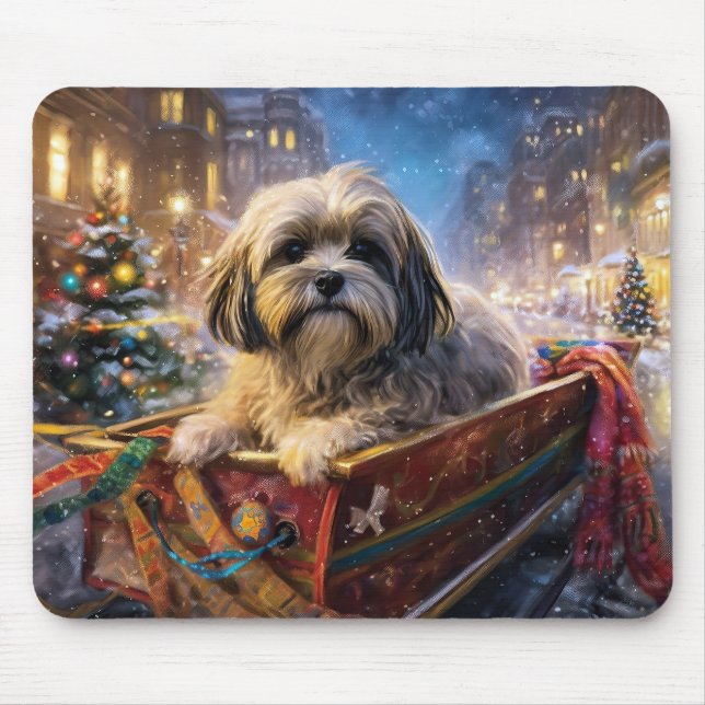 Lhasa Apso Christmas Festive Season  Mouse Mat (Front)