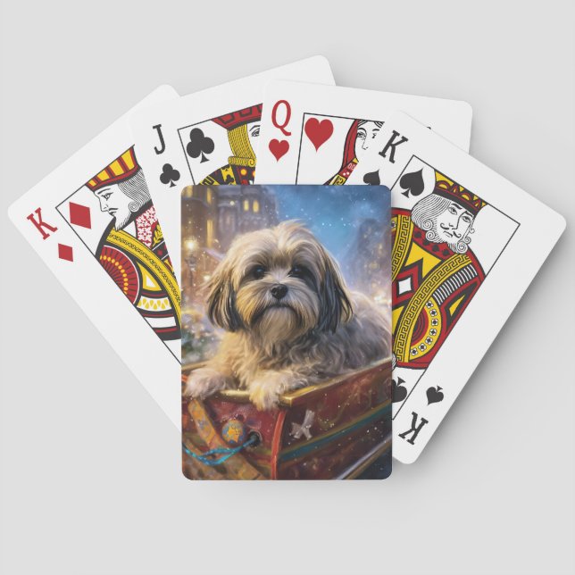 Lhasa Apso Christmas Festive Season  Playing Cards (Back)